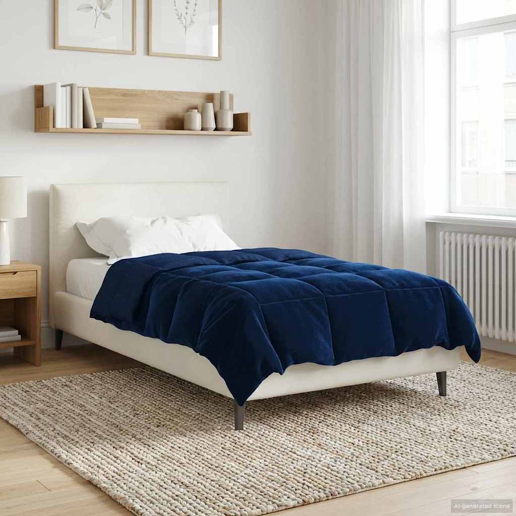 vidaXL Duvet complet pe tot parcursul anului Patos Albastru închis