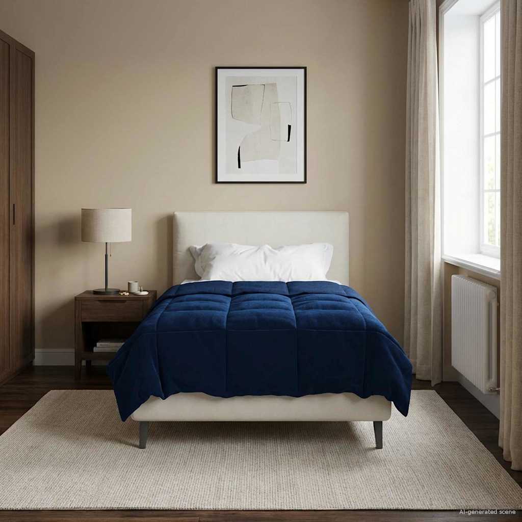 Vol jaar dekbed Gekwilt Donkerblauw 140 x 220 cm Microfiber image 4