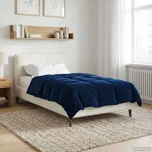 Polna celoletna prevleka Temno modra 140 x 220 cm Mikrovlakna