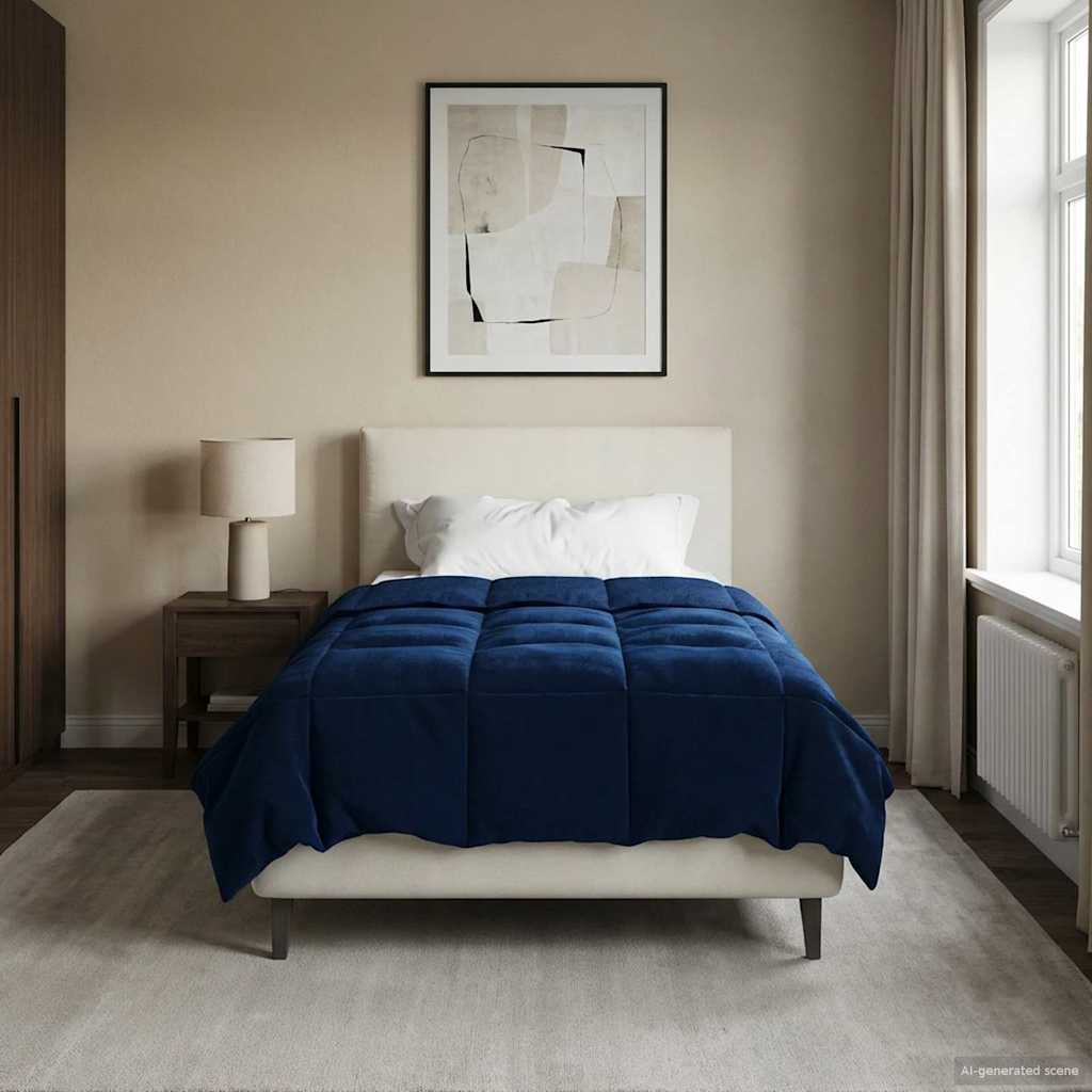 Vol jaar dekbed Gekwilt Donkerblauw 155 x 220 cm Microfiber image 1