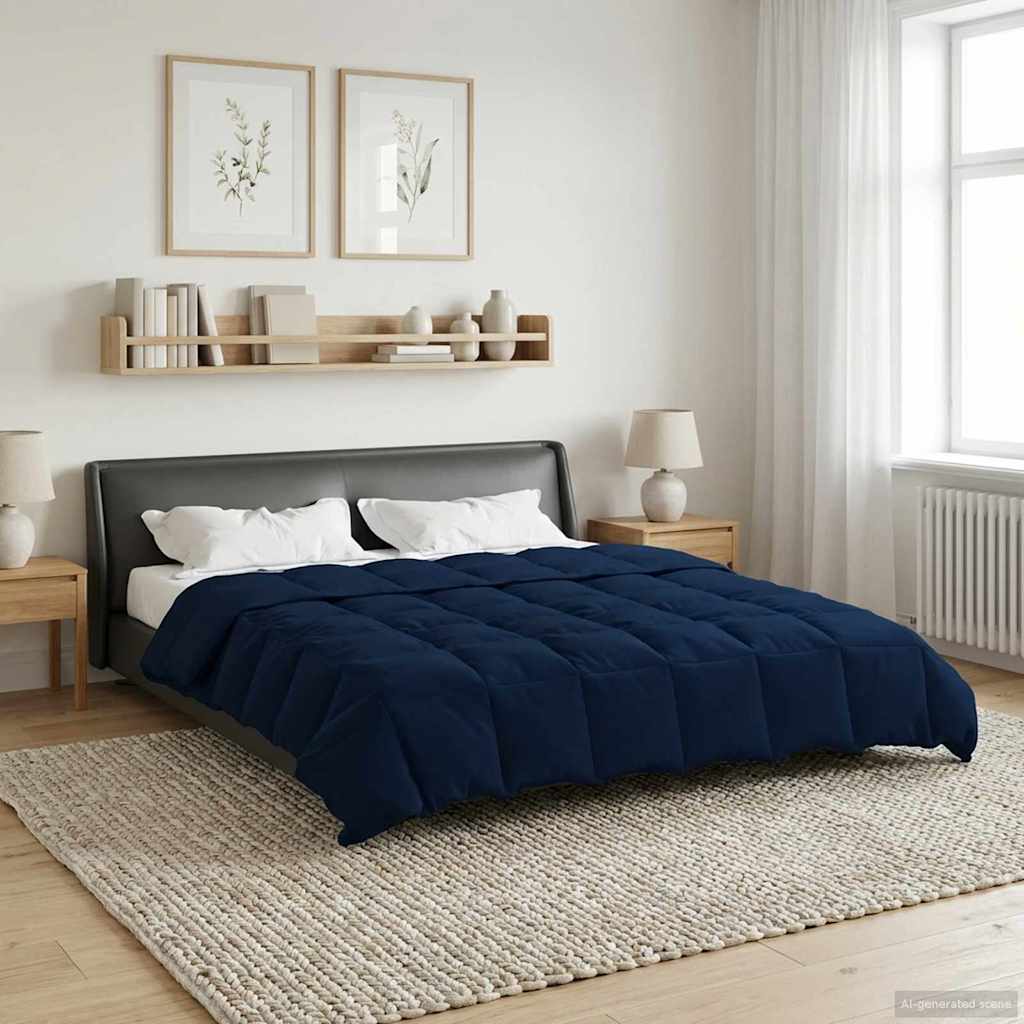 Vol jaar dekbed Gekwilt Donkerblauw 220 x 240 cm Microfiber image 1