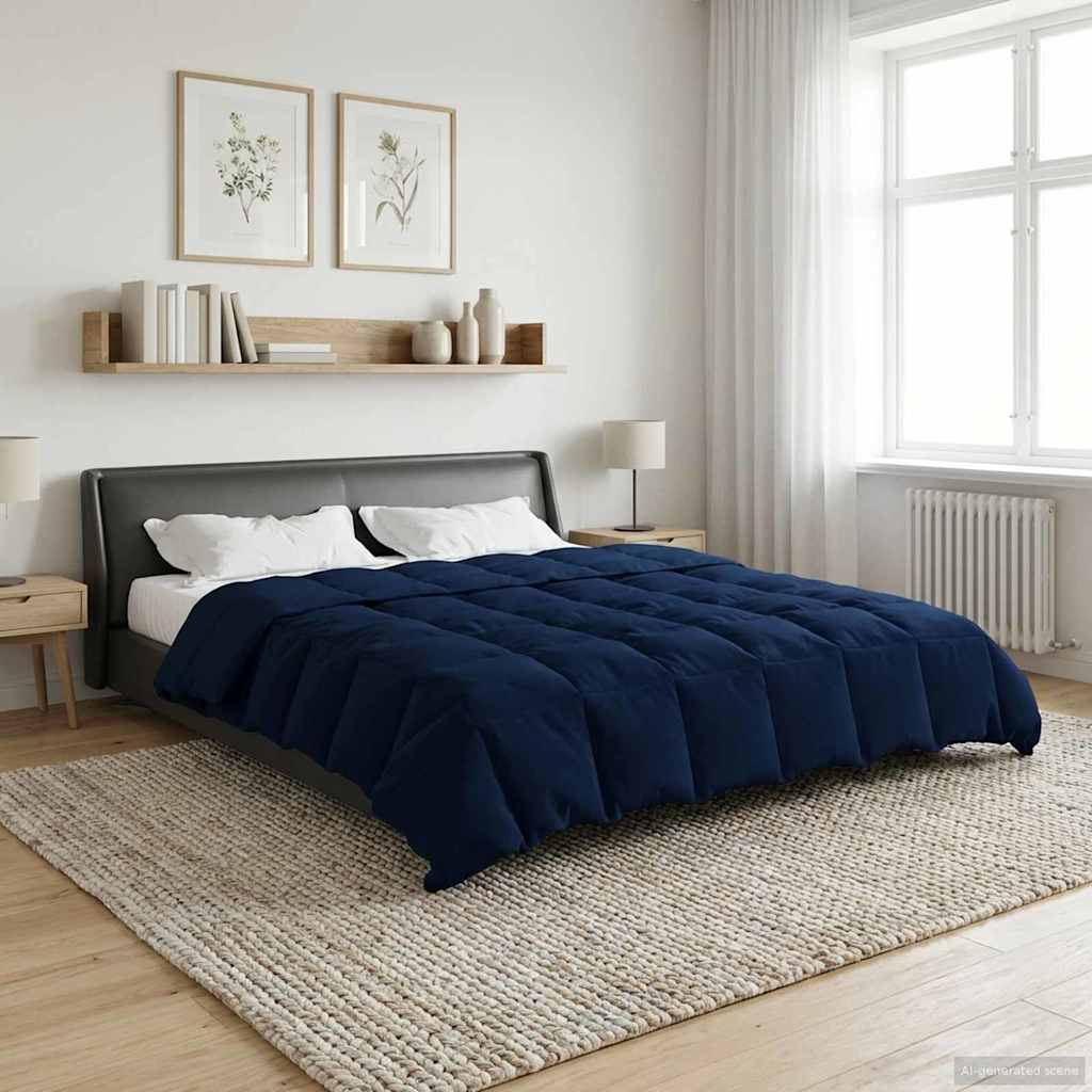 vidaXL Duvet complet pe tot parcursul anului Patos Albastru închis