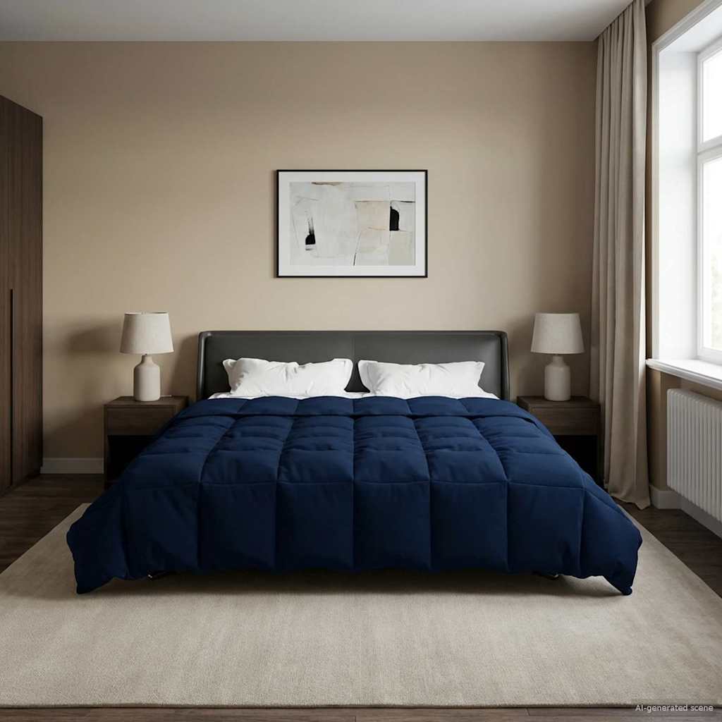 Vol jaar dekbed Gekwilt Donkerblauw 220 x 260 cm Microfiber image 4