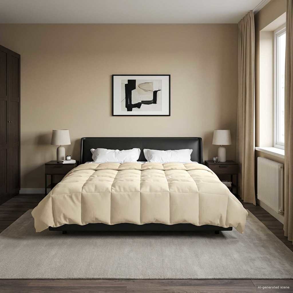 vidaXL Ganzjahresbettdecke Gepolstert Creme 220 x 260 cm Mikrofaser