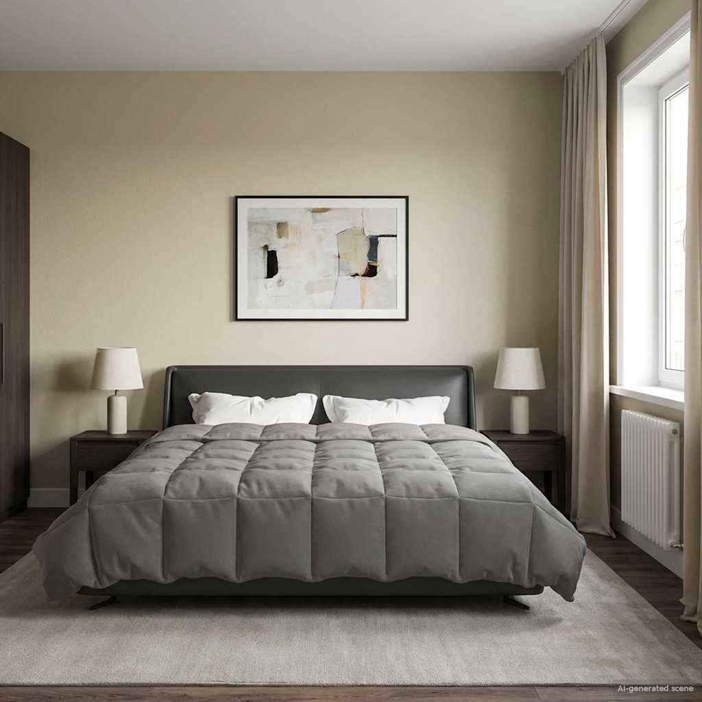 Winter Dekbed Gekwilt Lichtgrijs 220 x 260 cm Microfiber image 4