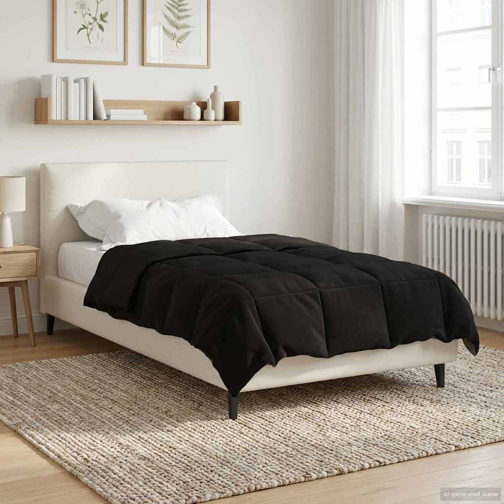 vidaXL Duvet de iarnă Patos Negru 135 x 200 cm Microfibră
