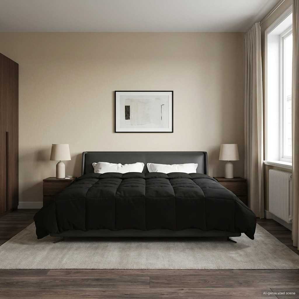 Winter Dekbed Gekwilt Zwart 200 x 200 cm Microfiber image 1