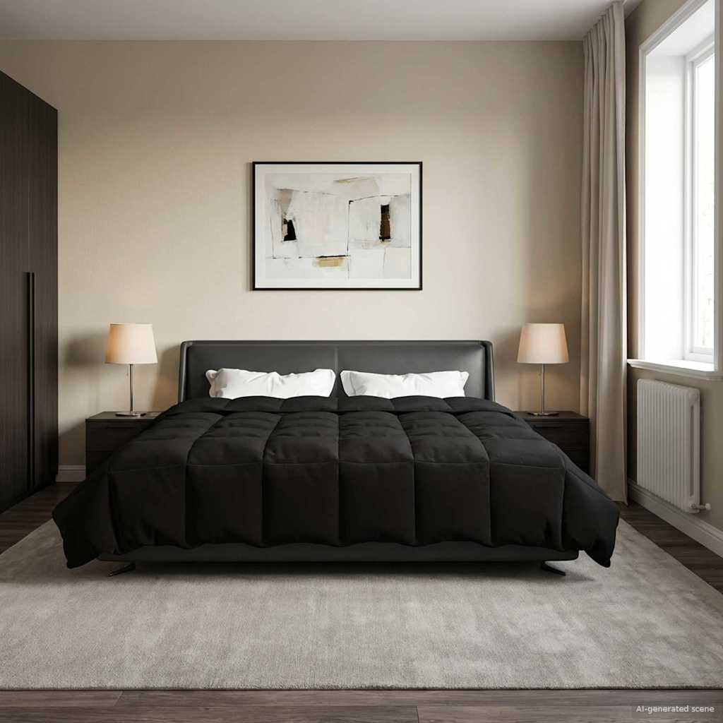 Winter Dekbed Gekwilt Zwart 220 x 240 cm Microfiber image 4