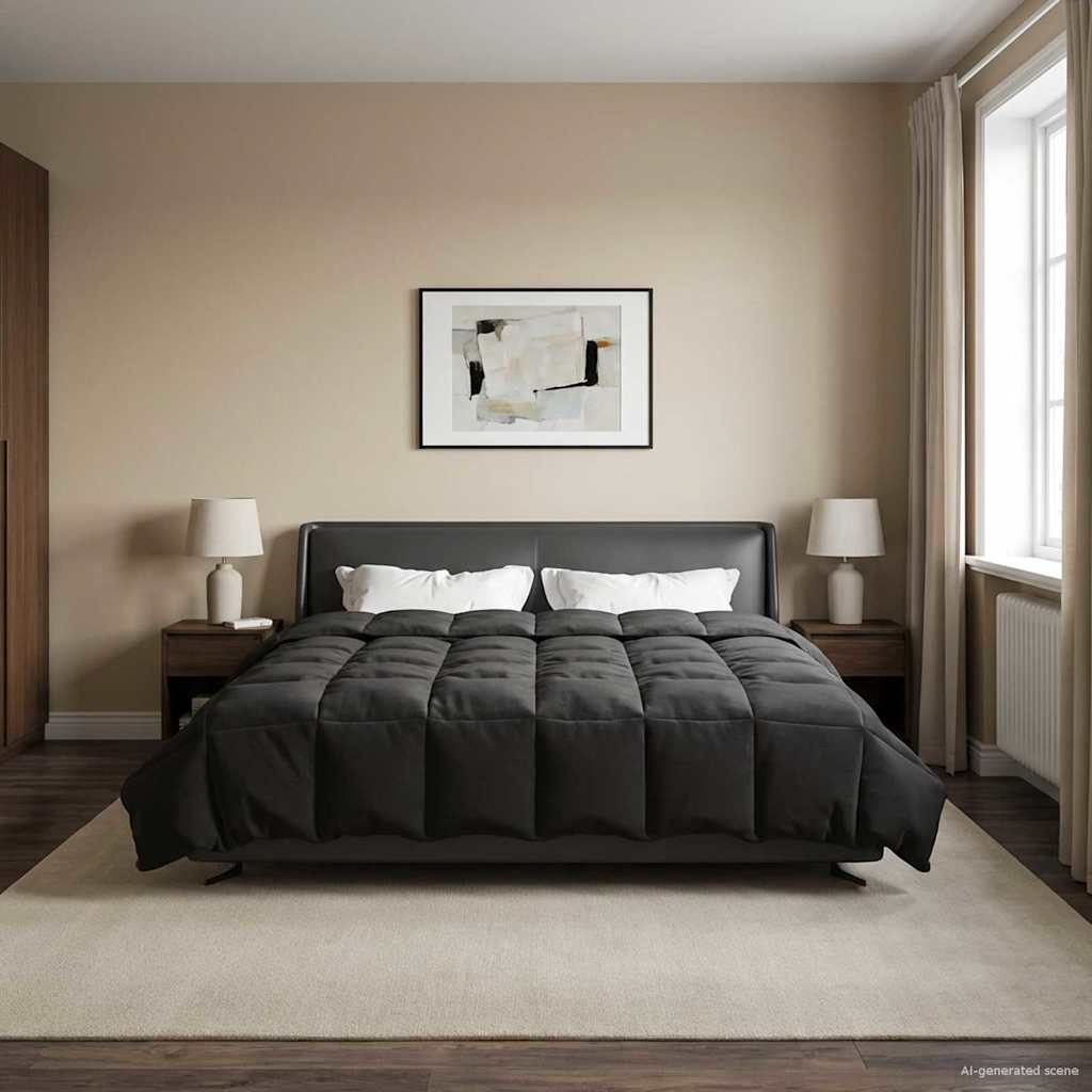 Winter Dekbed Gekwilt Zwart 220 x 260 cm Microfiber image 4