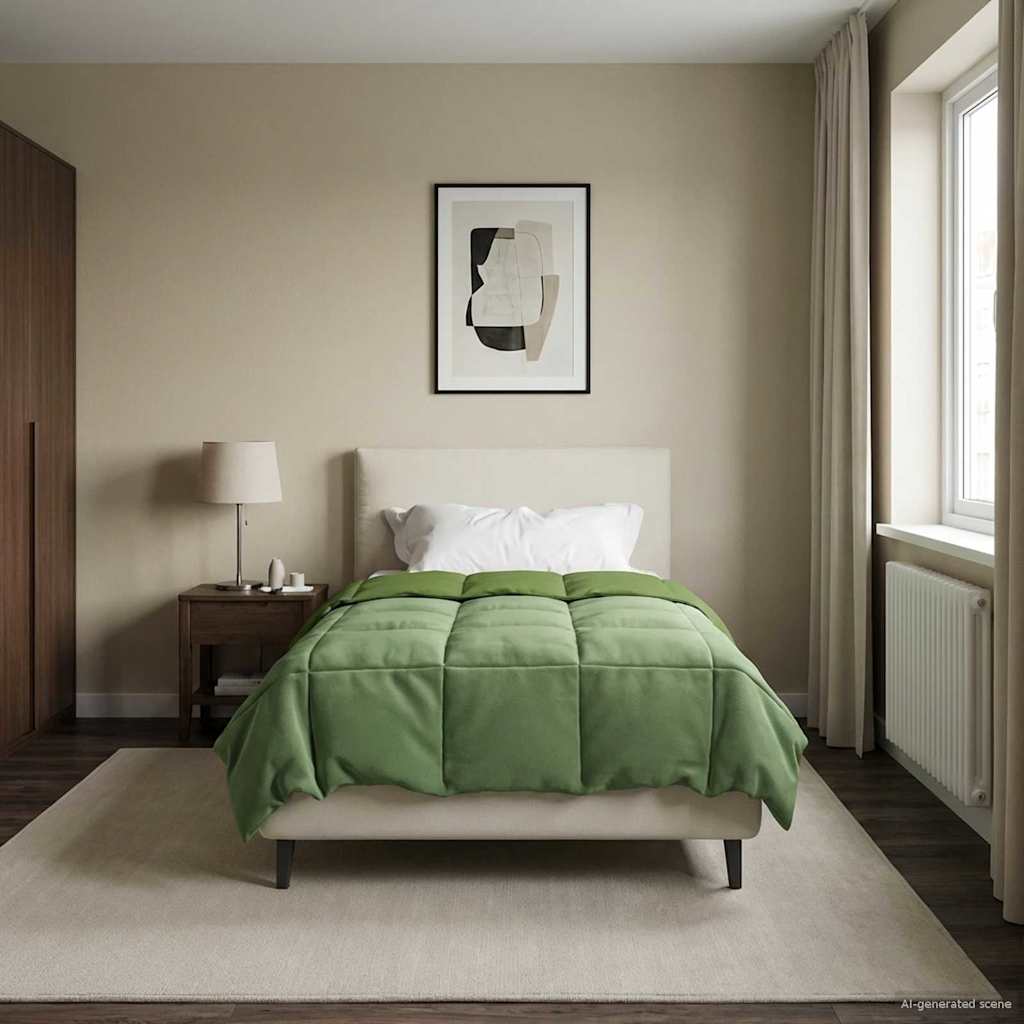 vidaXL Winterbettdecke Gepolstert Grün 155 x 200 cm Mikrofaser