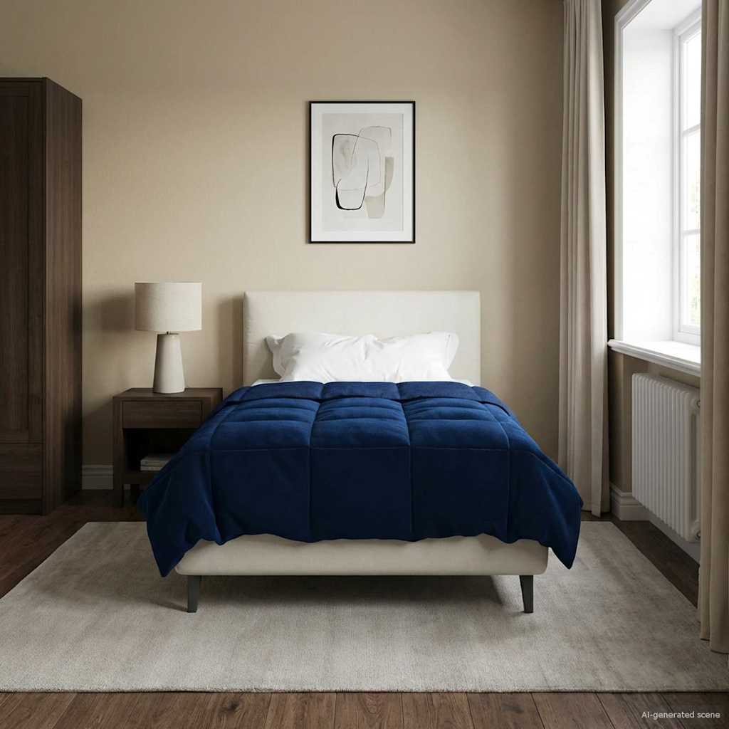 vidaXL Winterbettdecke Gepolstert Dunkelblau 140 x 200 cm Mikrofaser