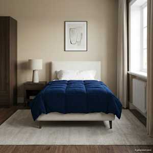 Zimska posteljnina Temno modra 140 x 200 cm Mikrovlakna