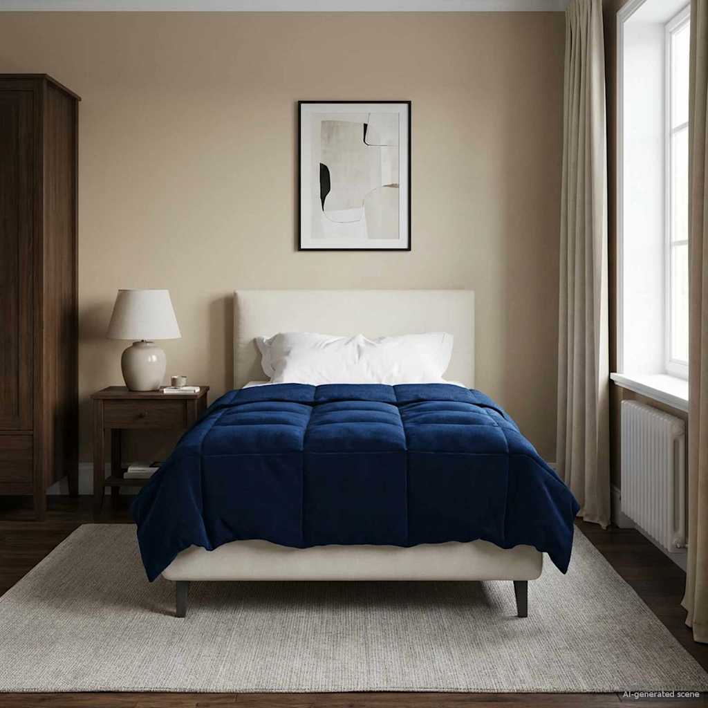 Winter Dekbed Gekwilt Donkerblauw 155 x 200 cm Microfiber image 4