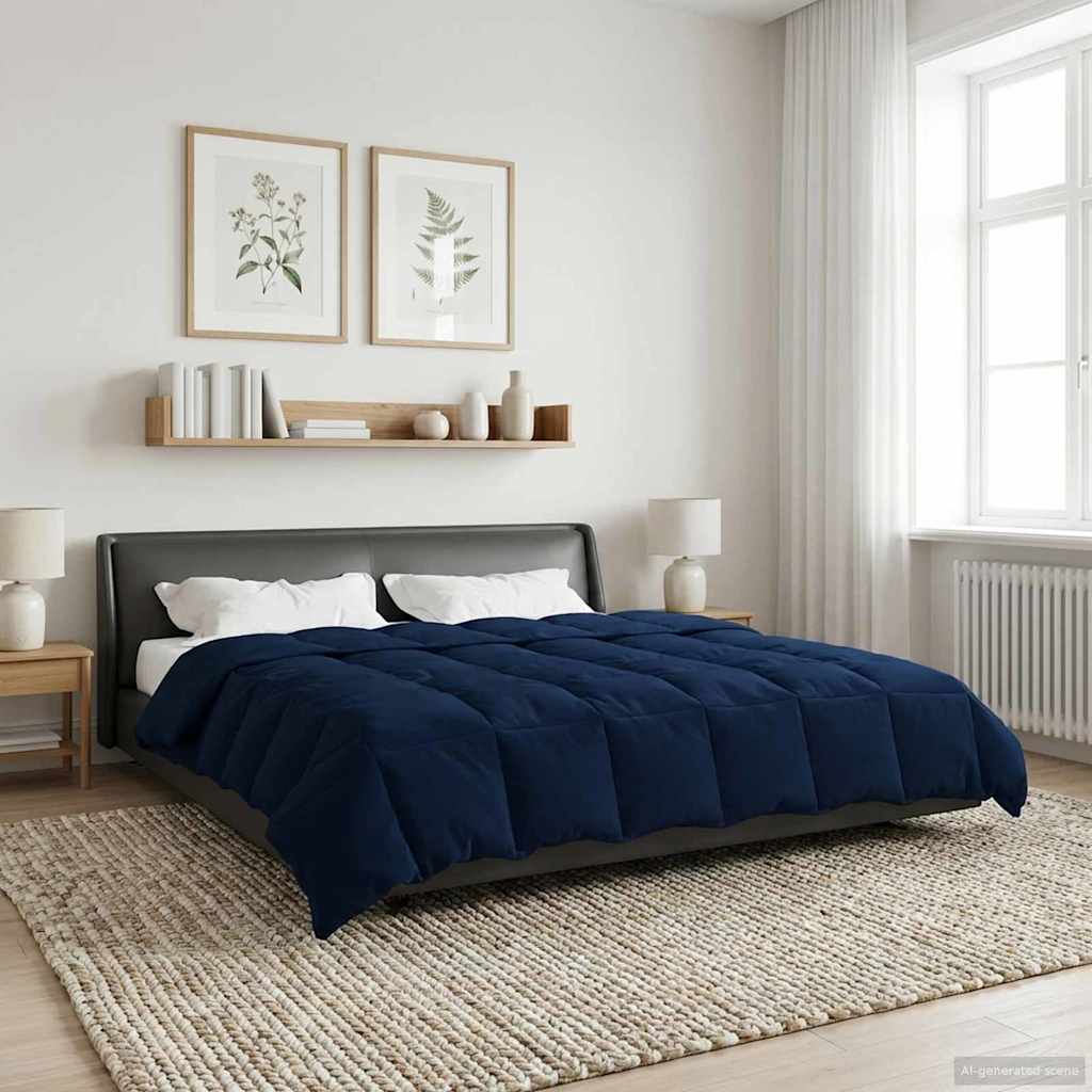 vidaXL Duvet de iarnă Patos Albastru închis 200 x 200 cm Microfibră