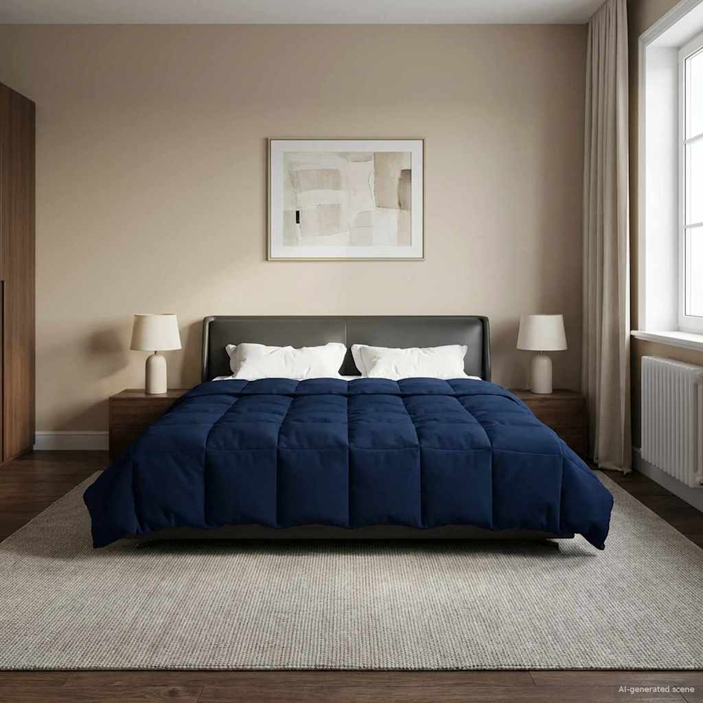 Winter Dekbed Gekwilt Donkerblauw 200 x 200 cm Microfiber image 4