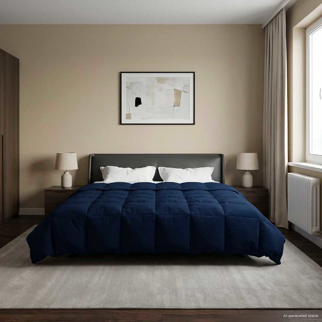 Winter Dekbed Gekwilt Donkerblauw 200 x 240 cm Microfiber image 4