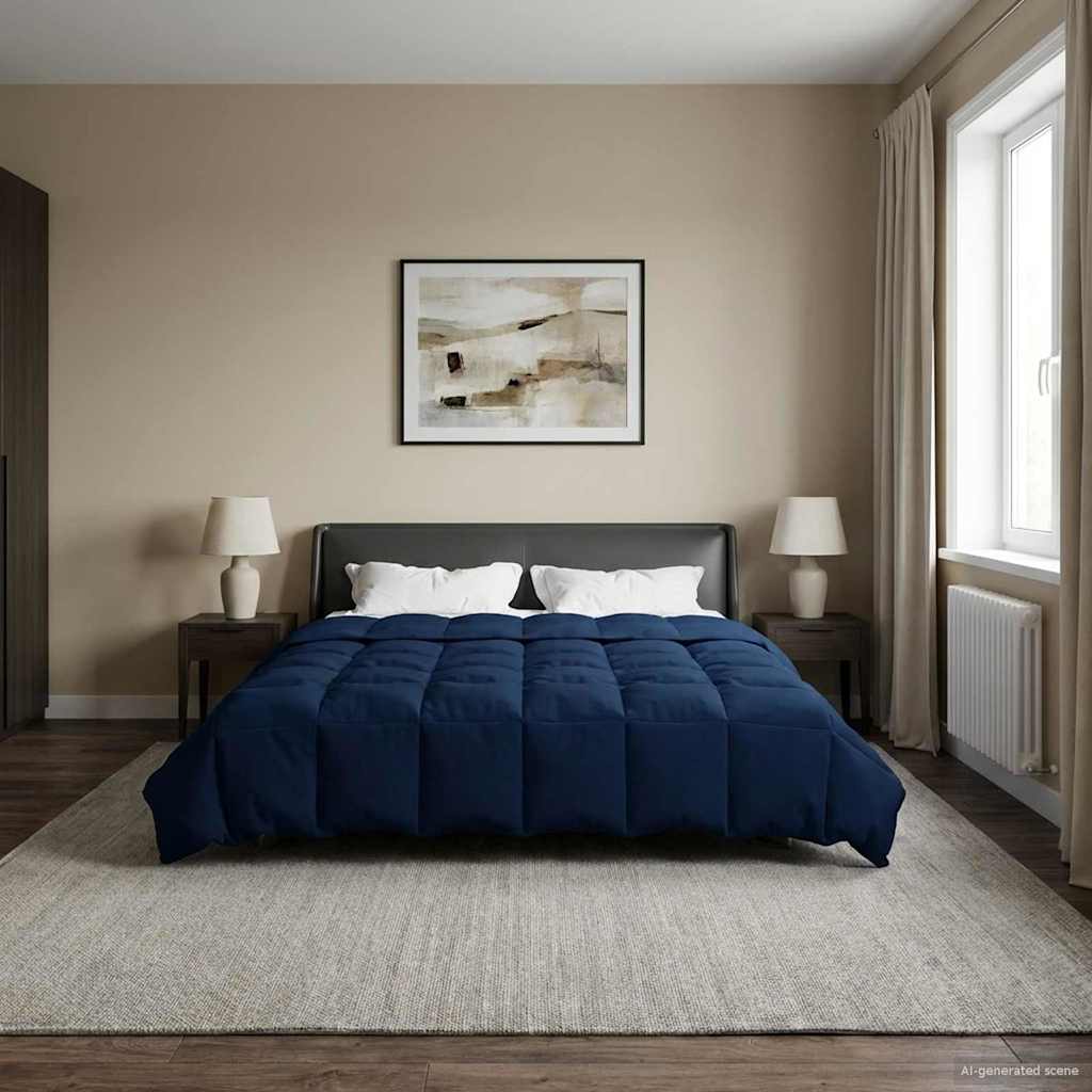 Winter Dekbed Gekwilt Donkerblauw 200 x 220 cm Microfiber image 4