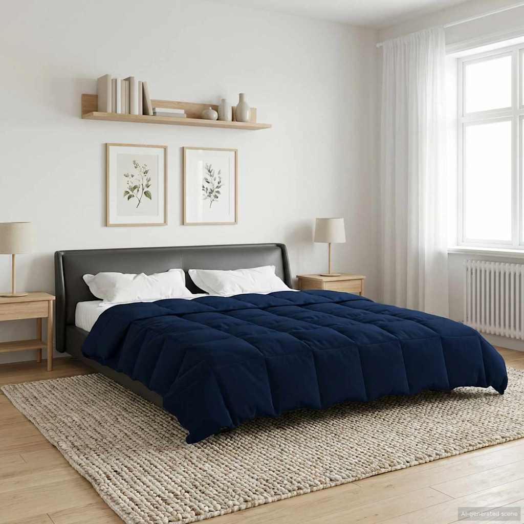 vidaXL Duvet de iarnă Patos Albastru închis 220 x 240 cm Microfibră