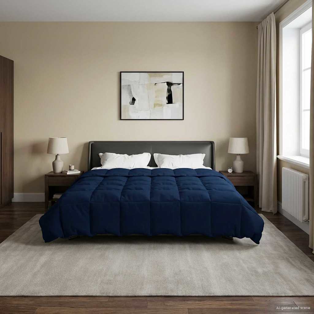 Winter Dekbed Gekwilt Donkerblauw 220 x 240 cm Microfiber image 4