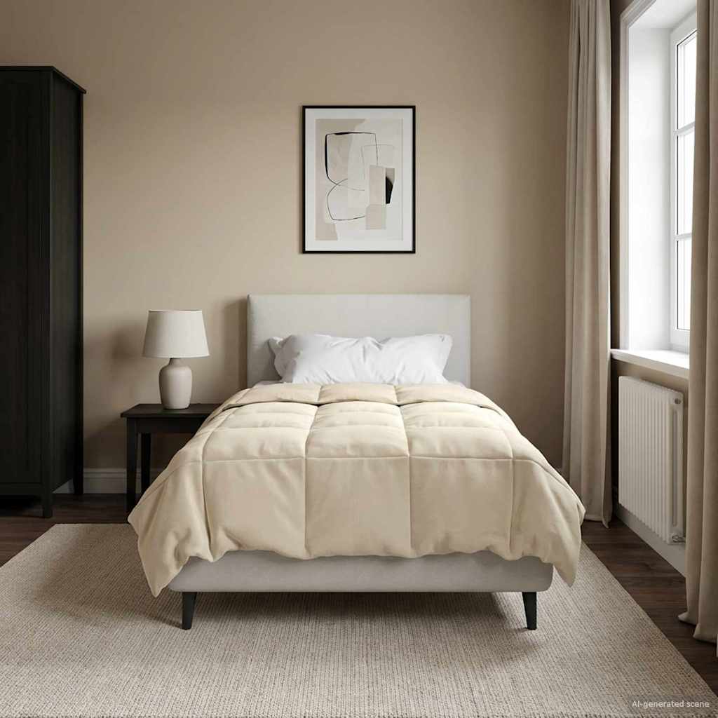 vidaXL Winterbettdecke Gepolstert Creme 135 x 200 cm Mikrofaser