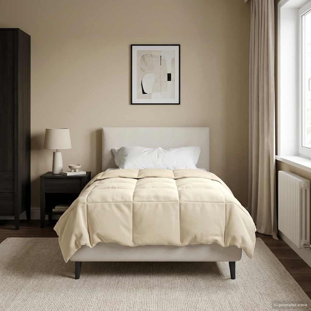 vidaXL Winterbettdecke Gepolstert Creme 140 x 220 cm Mikrofaser