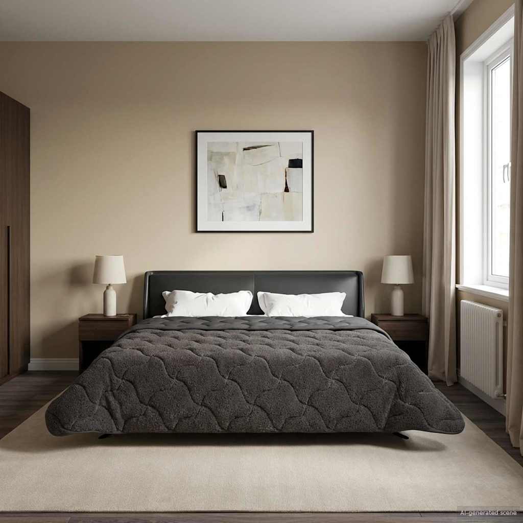 Zomer Dekbed Antraciet 200 x 240 cm Microfiber en Teddy fleece image 1