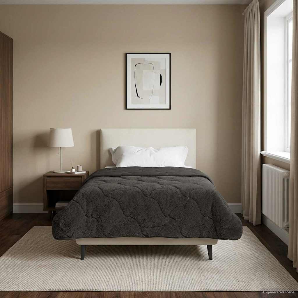 Zomer Dekbed Antraciet 135 x 200 cm Microfiber en Teddy fleece image 4