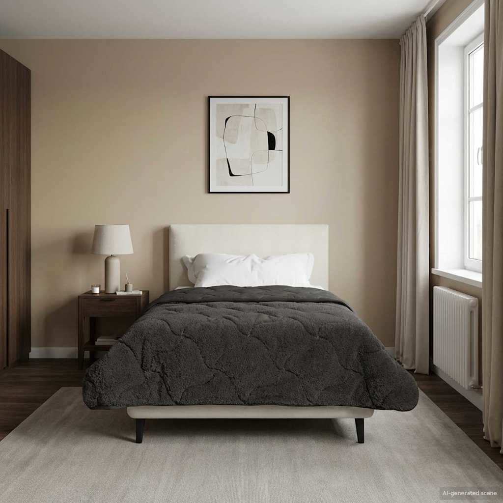 Zomer Dekbed Antraciet 140 x 220 cm Microfiber en Teddy fleece image 1