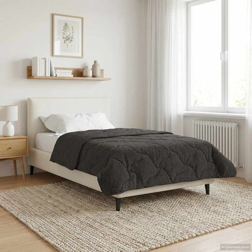 Zomer Dekbed Antraciet 155 x 220 cm Microfiber en Teddy fleece image 1