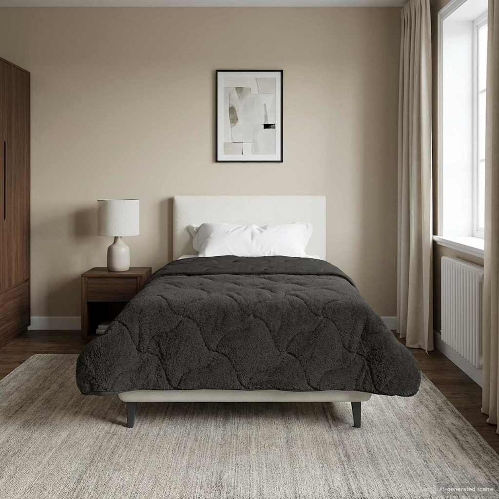 Zomer Dekbed Antraciet 155 x 220 cm Microfiber en Teddy fleece image 4