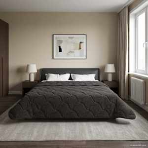 Poletna odeja Antracit 200 x 220 cm Mikrofibra in Teddy flis