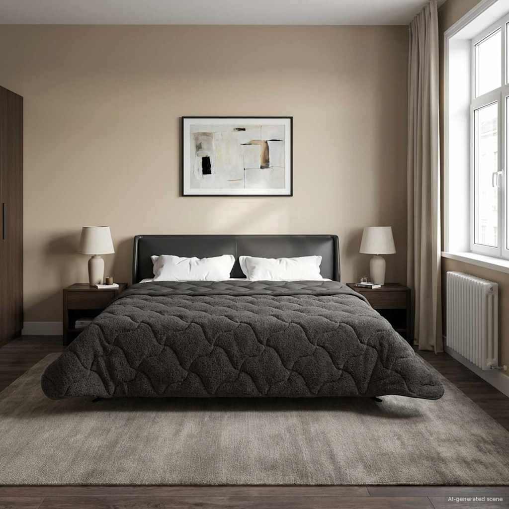 Zomer Dekbed Antraciet 220 x 240 cm Microfiber en Teddy fleece image 1