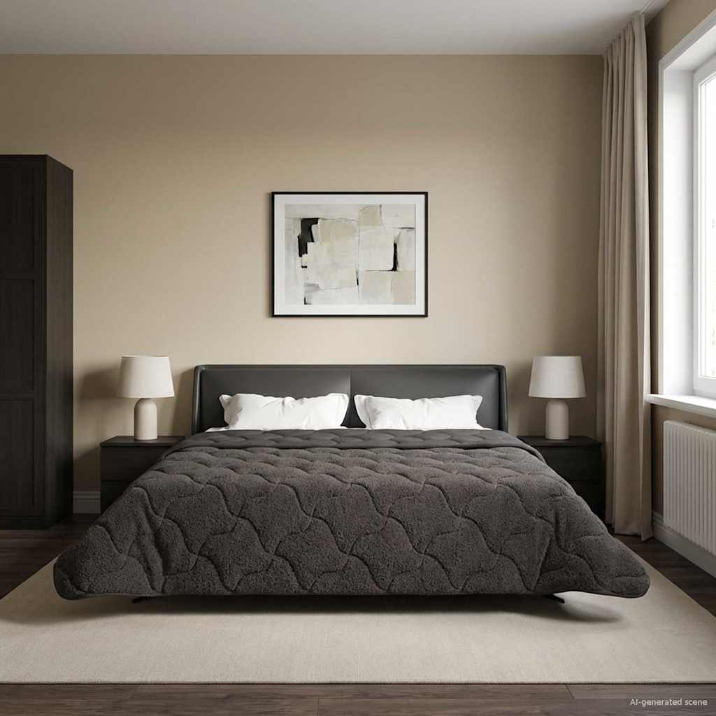 Zomer Dekbed Antraciet 240 x 260 cm Microfiber en Teddy fleece image 4