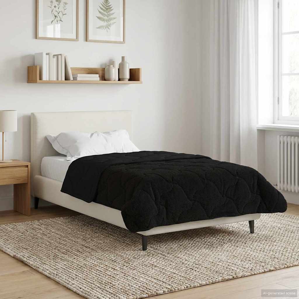 vidaXL Pilotă de vară Negru 135 x 200 cm Microfibră și fleece Teddy