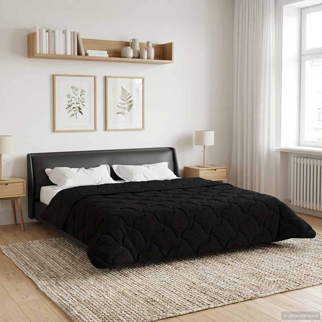 Zomer Dekbed Zwart 200 x 240 cm Microfiber en Teddy fleece image 1