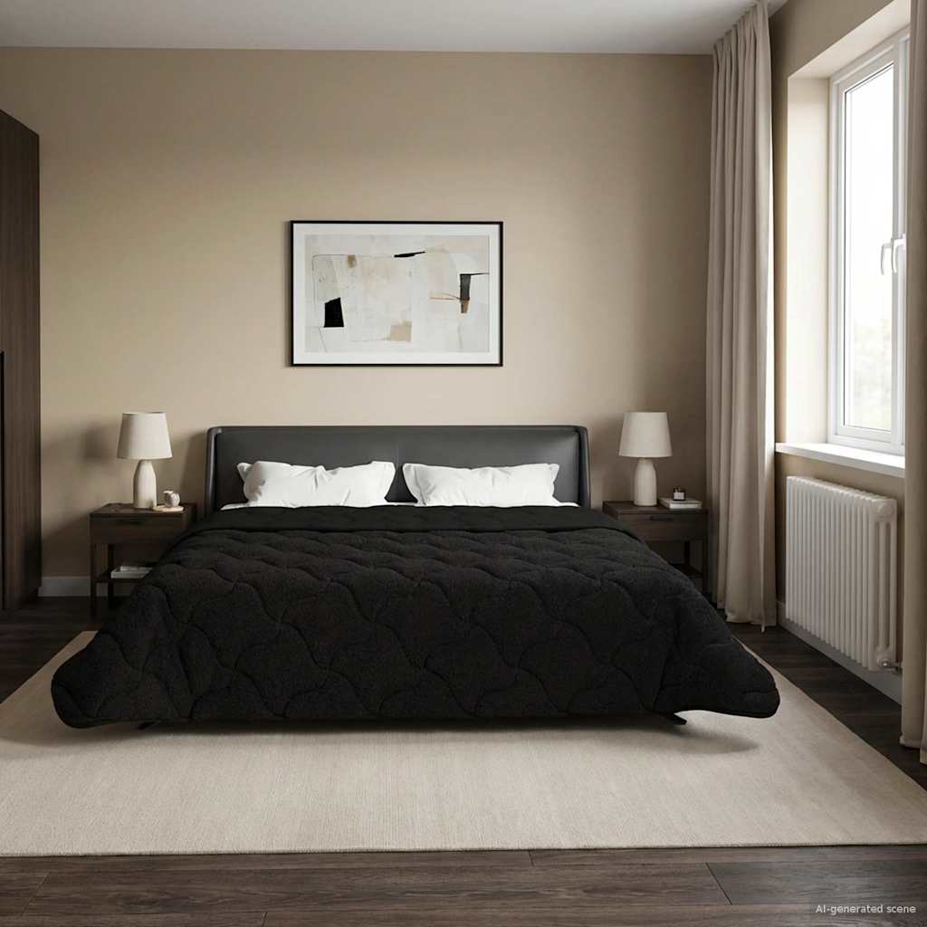 Zomer Dekbed Zwart 200 x 240 cm Microfiber en Teddy fleece image 4