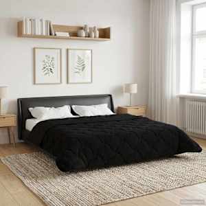 Letní přikrývka Černá 200 x 240 cm Mikrovlákno a teddy fleece - obrázek 1