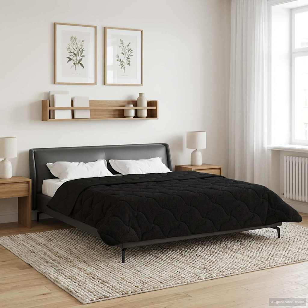 Zomer Dekbed Zwart 200 x 220 cm Microfiber en Teddy fleece image 1