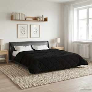 Letní přikrývka Černá 220 x 240 cm Mikrovlákno a teddy fleece - obrázek 4
