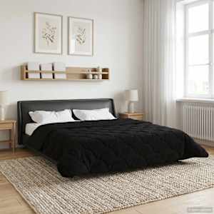 Letní přikrývka Černá 220 x 260 cm Mikrovlákno a teddy fleece - obrázek 4