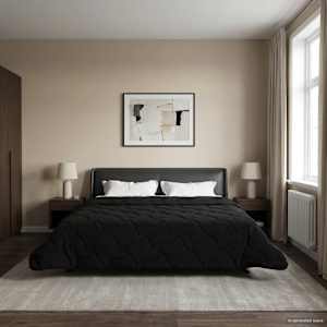 Poletna odeja Črna 220 x 260 cm Mikrofibra in Teddy flis