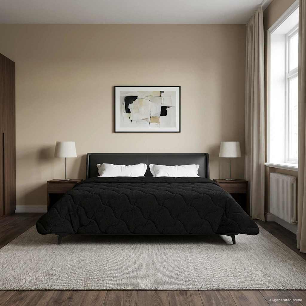 Zomer Dekbed Zwart 240 x 260 cm Microfiber en Teddy fleece image 1