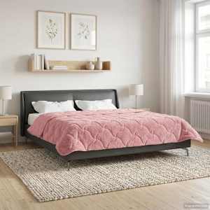 Letní přikrývka Růžová 200 x 200 cm Mikrovlákno a teddy fleece - obrázek 1