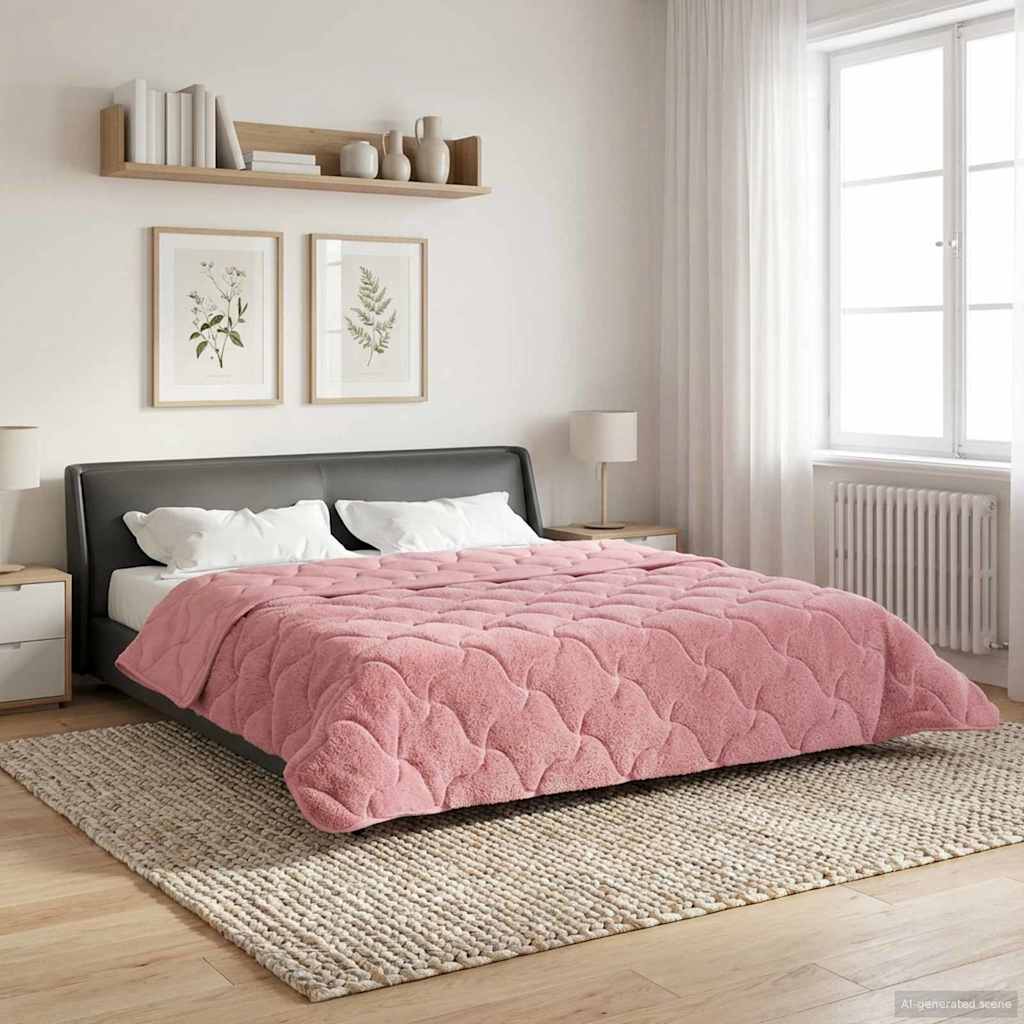 vidaXL Sommerdecke Rosa 200 x 240 cm Mikrofaser und Teddy-Fleece