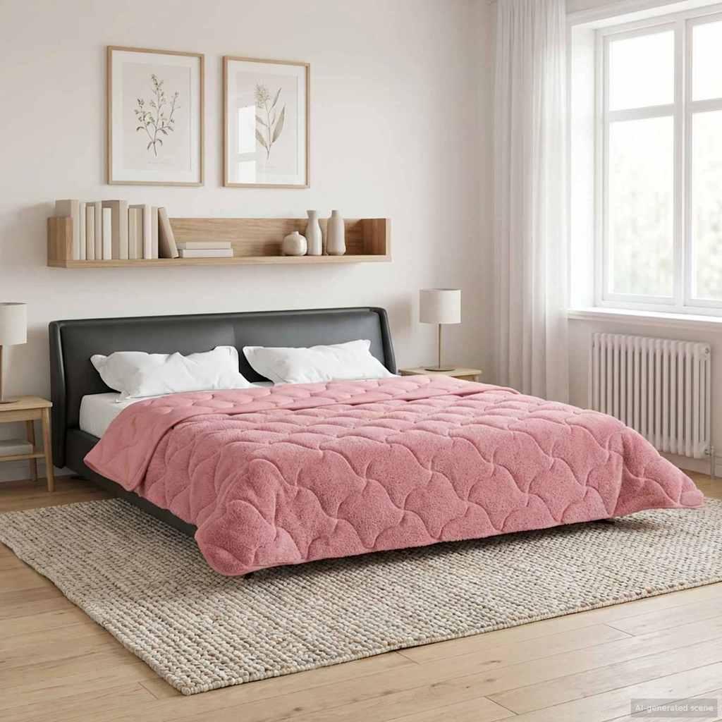 vidaXL Sommerdecke Rosa 220 x 240 cm Mikrofaser und Teddy-Fleece