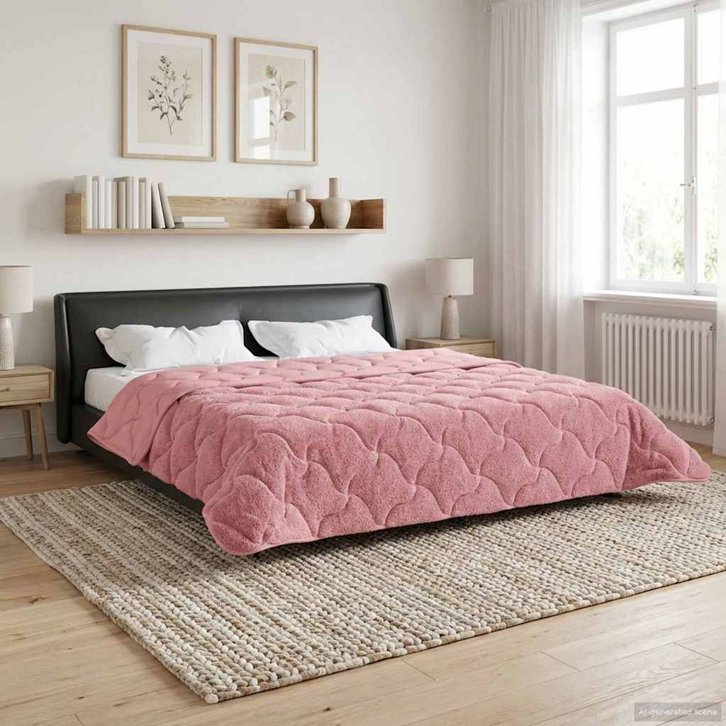 vidaXL Sommerdecke Rosa 220 x 260 cm Mikrofaser und Teddy-Fleece