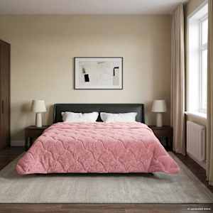 Letní přikrývka Růžová 220 x 260 cm Mikrovlákno a teddy fleece - obrázek 4