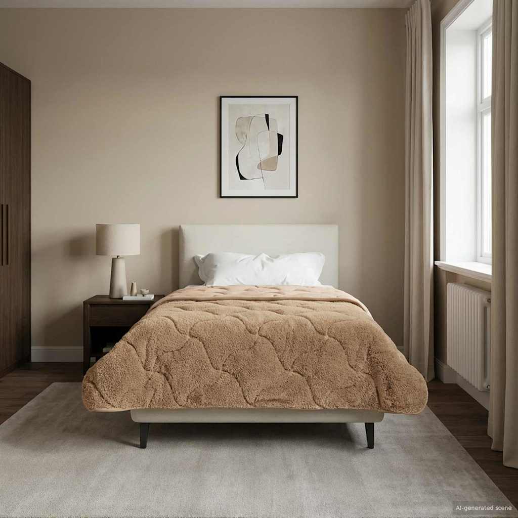 Zomer Dekbed Taupe 140 x 220 cm Microfiber en Teddy fleece image 1