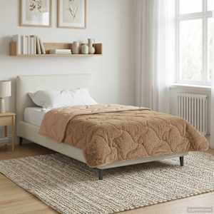 Letní přikrývka Taupe 155 x 200 cm Mikrovlákno a teddy fleece - obrázek 4