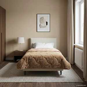 Letní přikrývka Taupe 155 x 200 cm Mikrovlákno a teddy fleece - obrázek 1